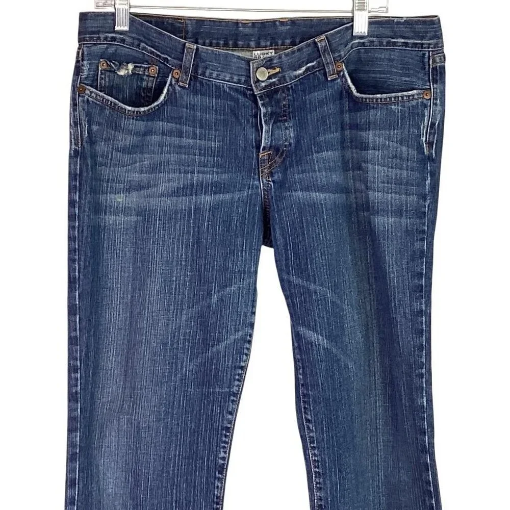 LUCKY BRAND Jeans Women 14 Dungarees by Gene Montesano Dream Stretch Bootcut VTG - Picture 2 of 8